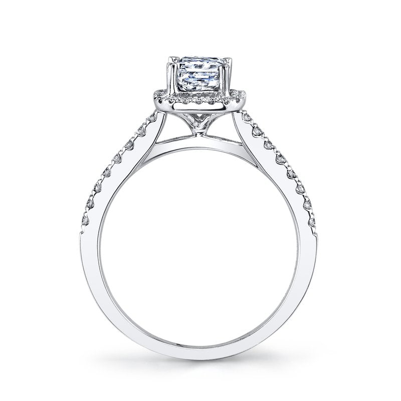 14k White Gold Halo Style Engagement Ring Set With 2.00 CRT Radiant Cut Lab-Grown Diamond