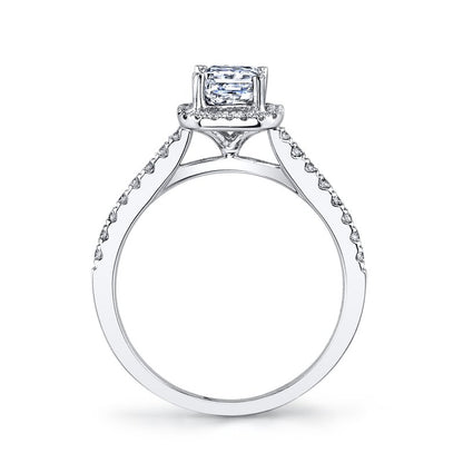 14k White Gold Halo Style Engagement Ring Set With 2.00 CRT Radiant Cut Lab-Grown Diamond