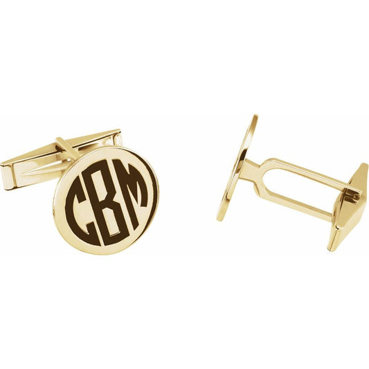 14K Yellow Engravable Cuff Links