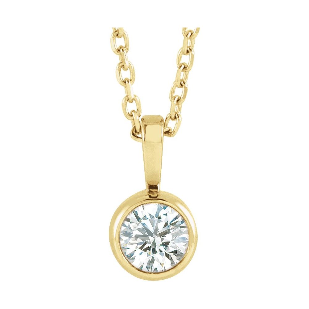 14k Yellow Gold Lab-Diamond Bezel Solitaire Pendant