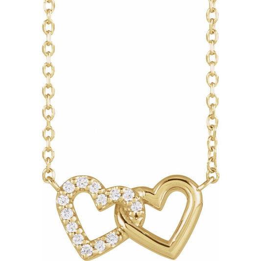 Diamond Petite Double Interlocking Heart Necklace