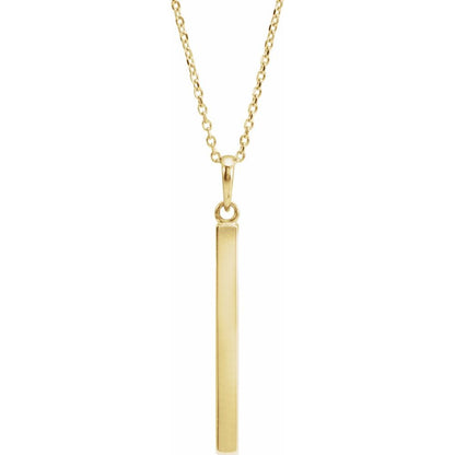 14k Yellow Gold Engravable Four-Sided Bar Necklace