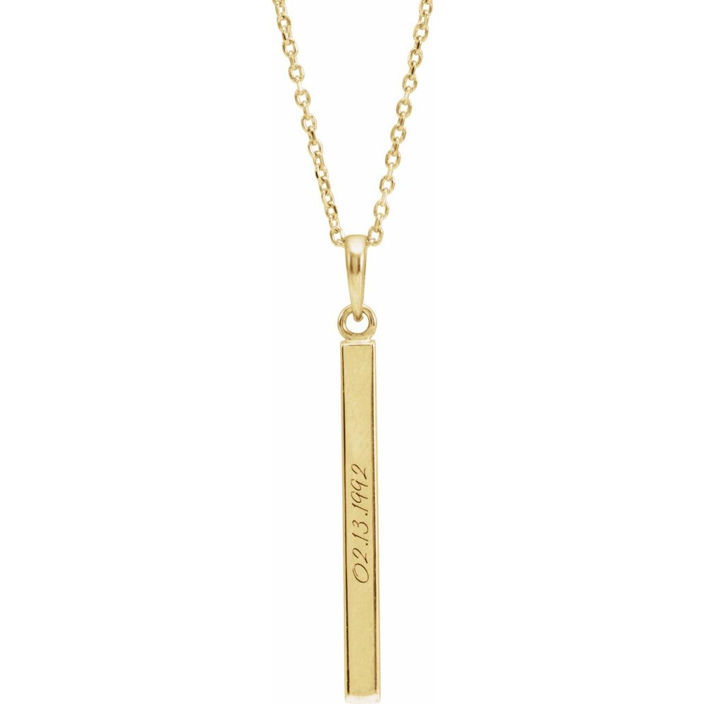 14k Yellow Gold Engravable Four-Sided Bar Necklace