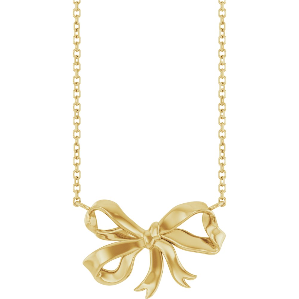 14k Yellow Gold Freeform Bow 16"