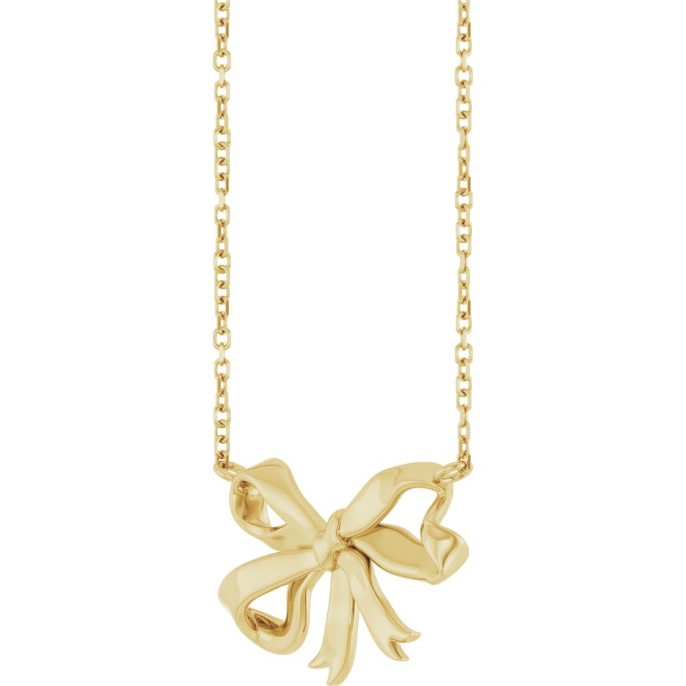 14k Yellow Gold Freeform Bow 16"