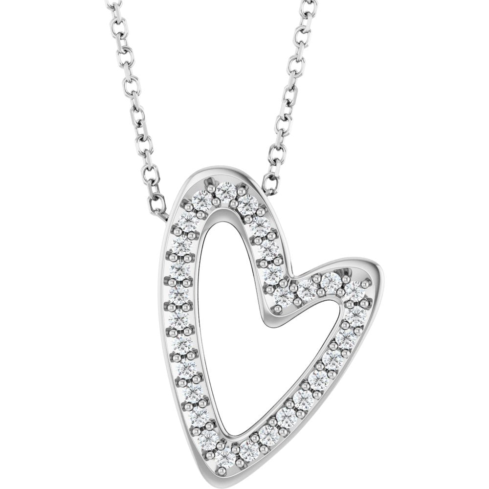 14k Diamond Floating Heart Necklace