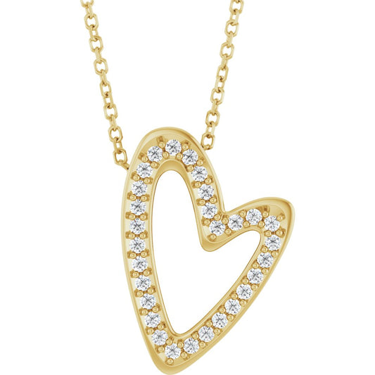 14k Diamond Floating Heart Necklace