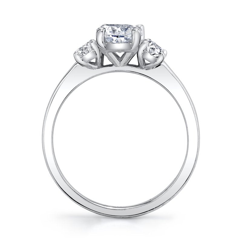 14k White Gold Three-Stone Engagement Ring Set With 3.00 CRT Oval Cut Lab-Grown Diamond