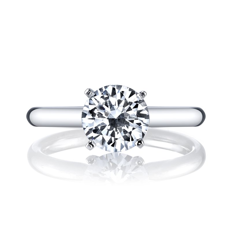 14k White Gold Engagement Ring Set With 3.00 CRT Round Brilliant Cut Lab-Grown Diamond