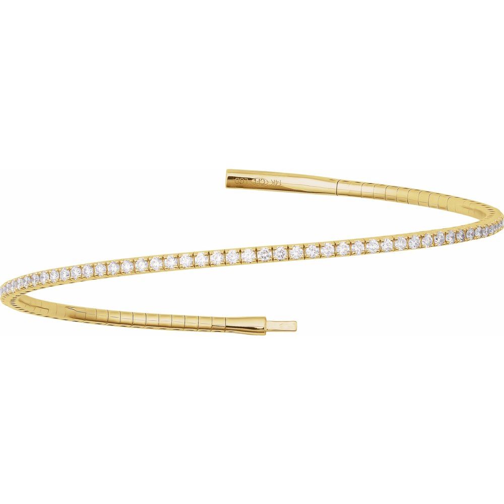 14k Yellow Gold Flexible Tennis Bangle 2 ctw