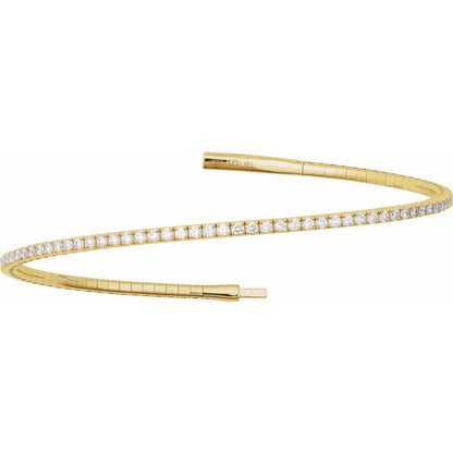 14k Yellow Gold Flexible Tennis Bangle 2 ctw