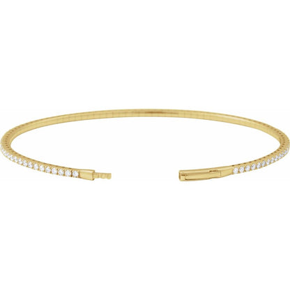 14k Yellow Gold Flexible Tennis Bangle 2 ctw