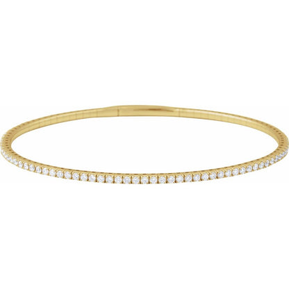 14k Yellow Gold Flexible Tennis Bangle 2 ctw