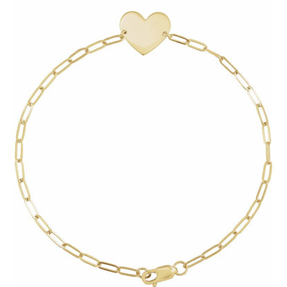 14k Yellow Gold Engravable Heart Bracelet