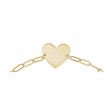 14k Yellow Gold Engravable Heart Bracelet