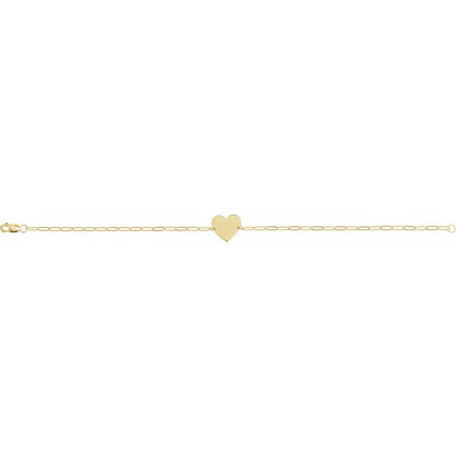 14k Yellow Gold Engravable Heart Bracelet