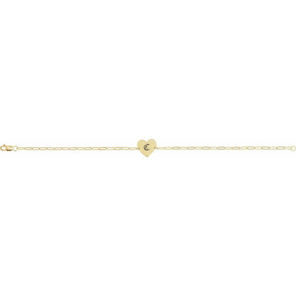 14k Yellow Gold Engravable Heart Bracelet