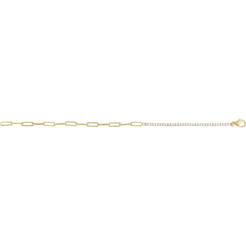 14k Gold Half Tennis and Half Paperclip Diamond Bracelet