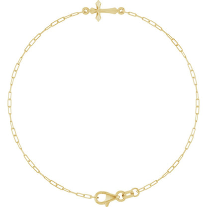 14k Yellow Gold Sideway Cross Bracelet