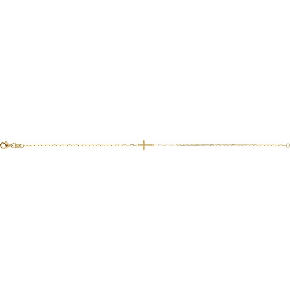 14k Yellow Gold Dainty Sideway Cross Bracelet