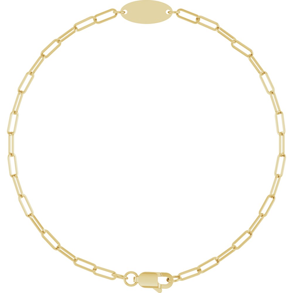 14k Yellow Gold Engravable Oval Bracelet