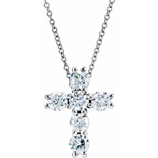 14k White Gold Lab-Grown Diamond Cross