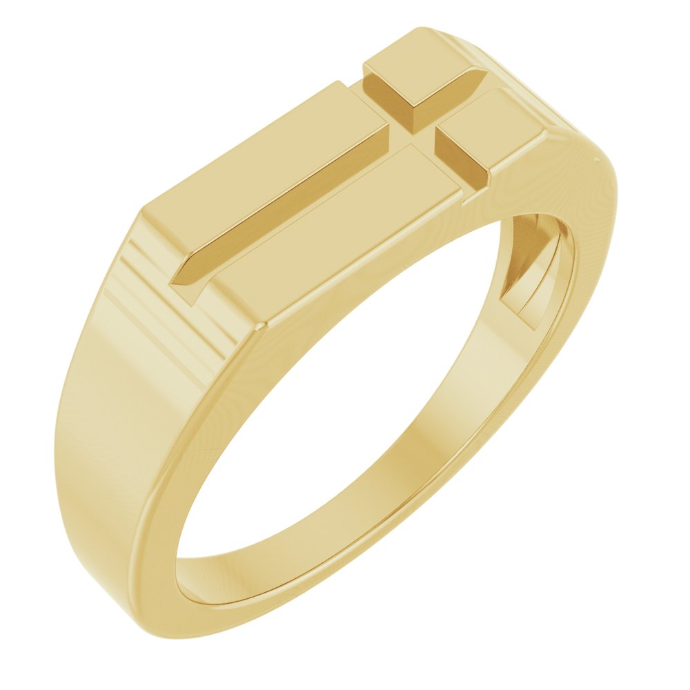 14k Yellow Gold Cross Signet Ring