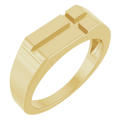 14k Yellow Gold Cross Signet Ring