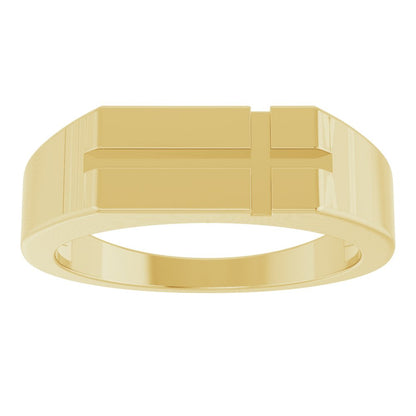 14k Yellow Gold Cross Signet Ring