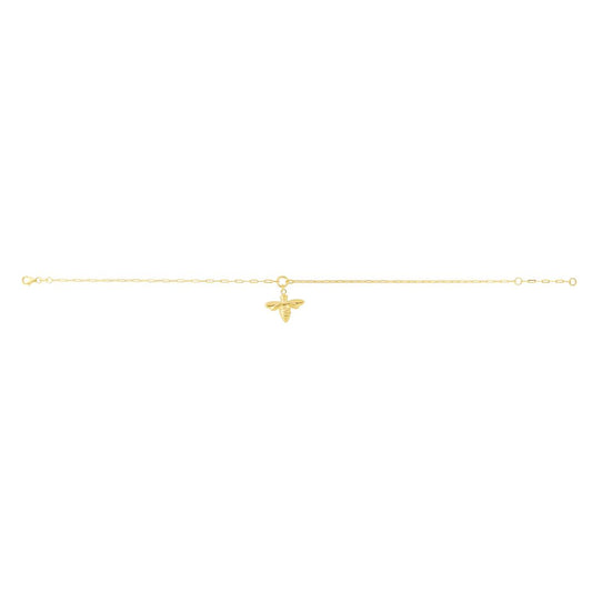 14k Yellow Gold Bumble Bee Anklet