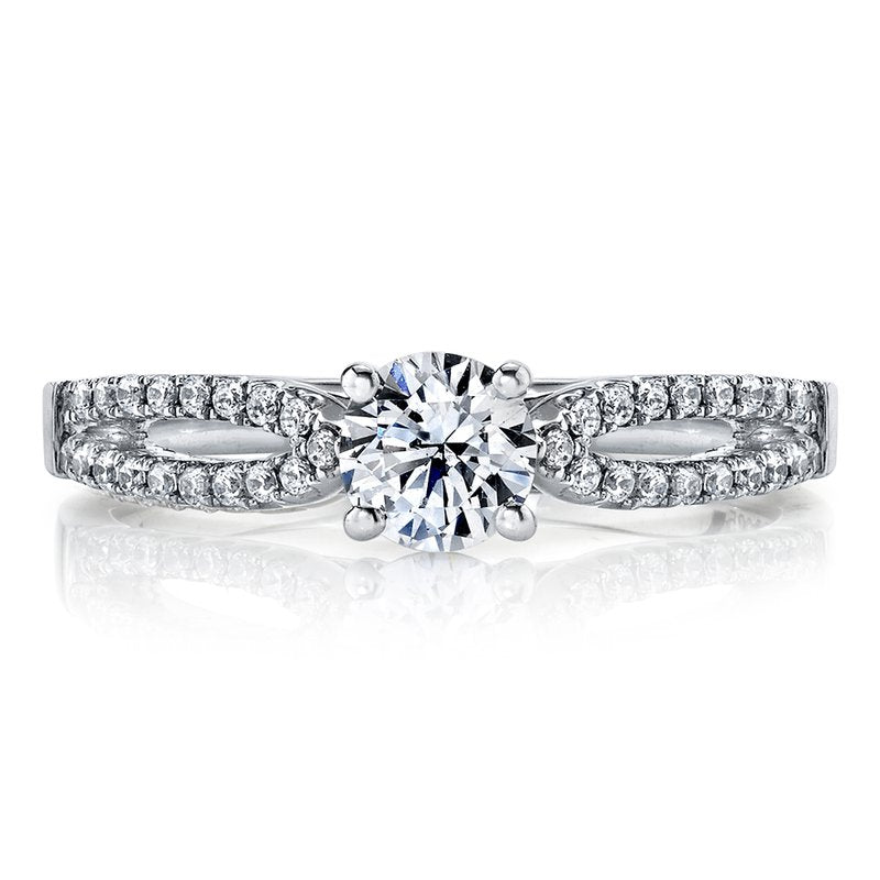 14k White Gold Diamond Split Shank Engagement Ring Set With 2.00 CRT Round Brilliant Cut Lab-Grown Diamond