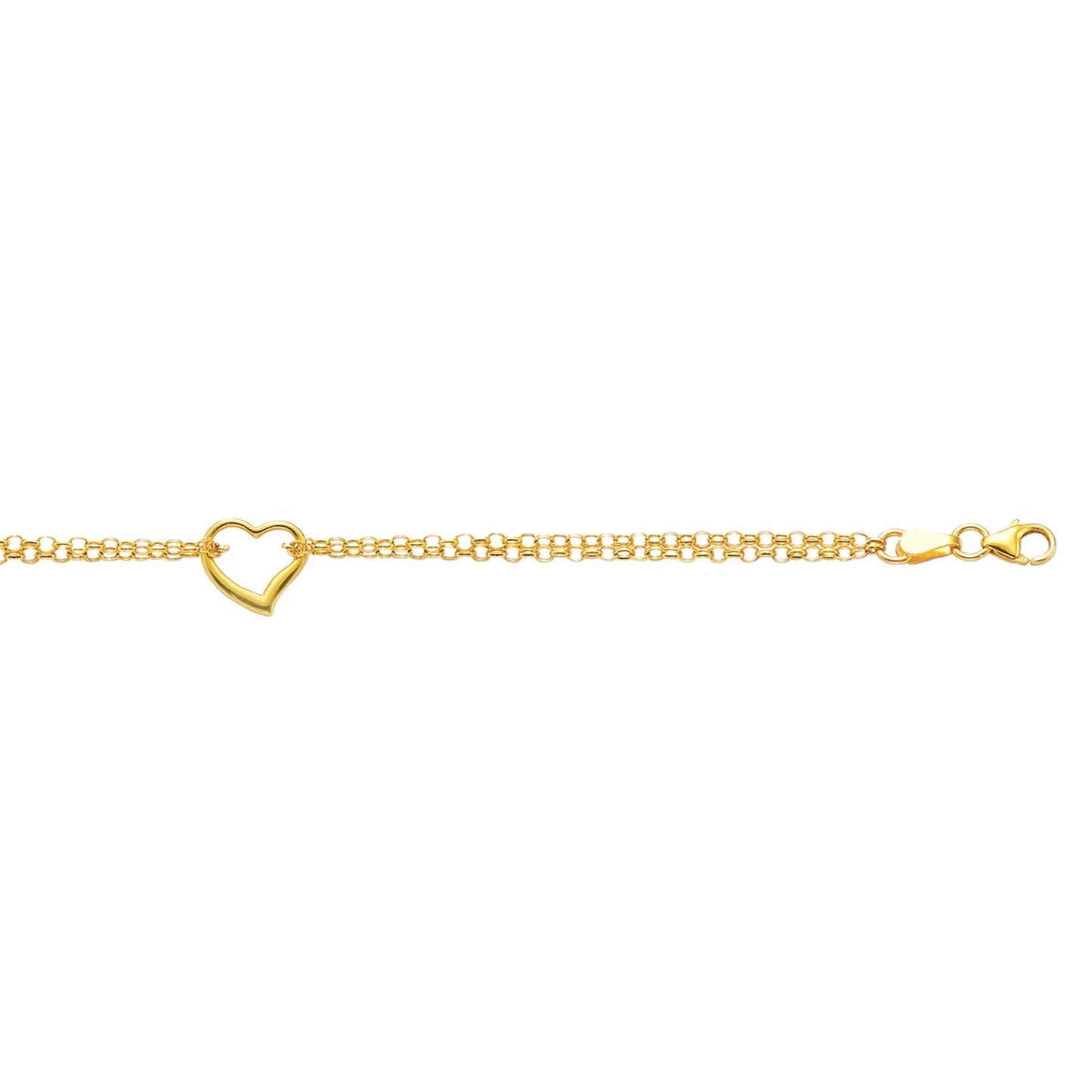 14k Yellow Gold Open Heart Anklet