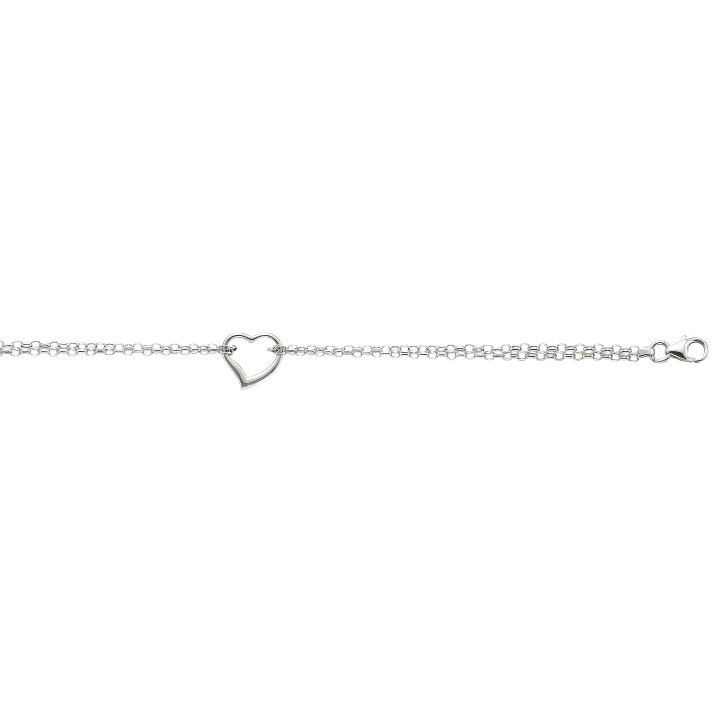 14k White Gold Open Heart Anklet