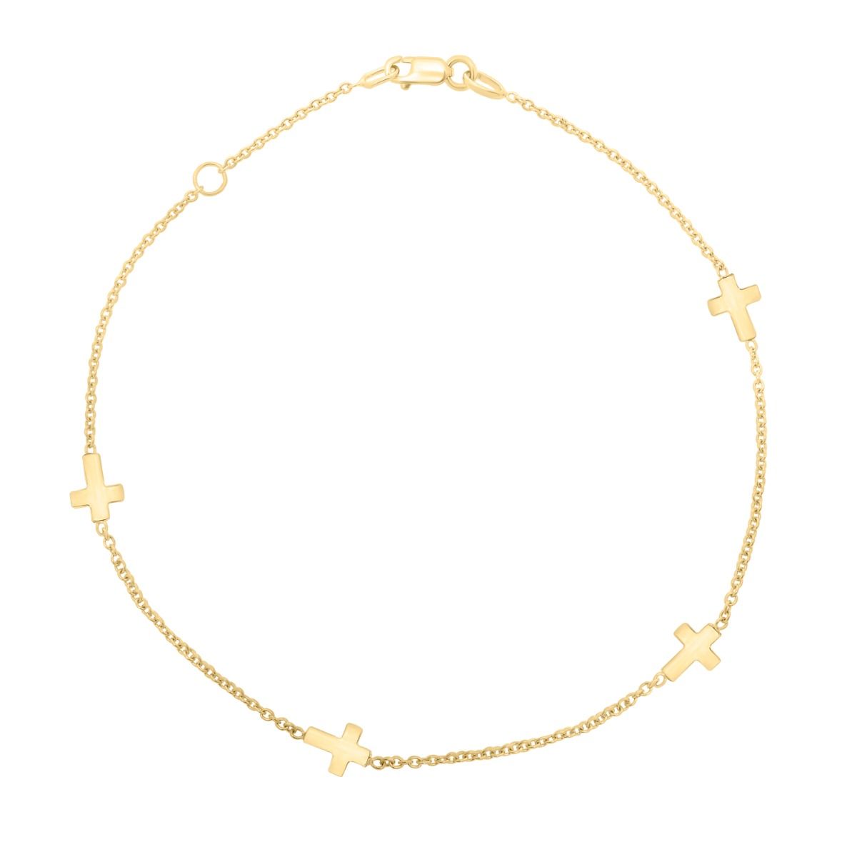 14k Yellow Gold Cross Anklet