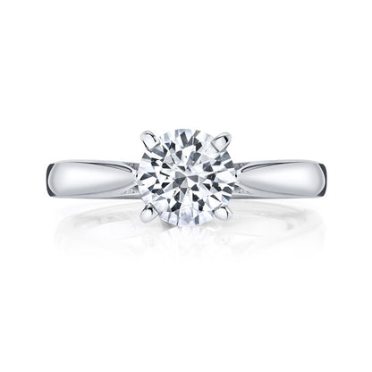 14k White Gold Solitaire Engagement Ring Set With 1.50 CRT Round Brilliant Cut Lab-Grown Diamond