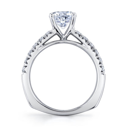 14k White Gold Two-Row Engagement Ring Set With 3.00 CRT Round Brilliant Cut Lab-Grown Diamond