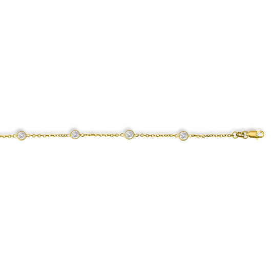 14k Yellow Gold with Bezeled CZ Anklet