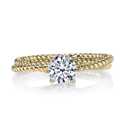 14k Yellow Gold Twist Band Style Set With 1.50 CRT Round Brilliant Cut Diamond