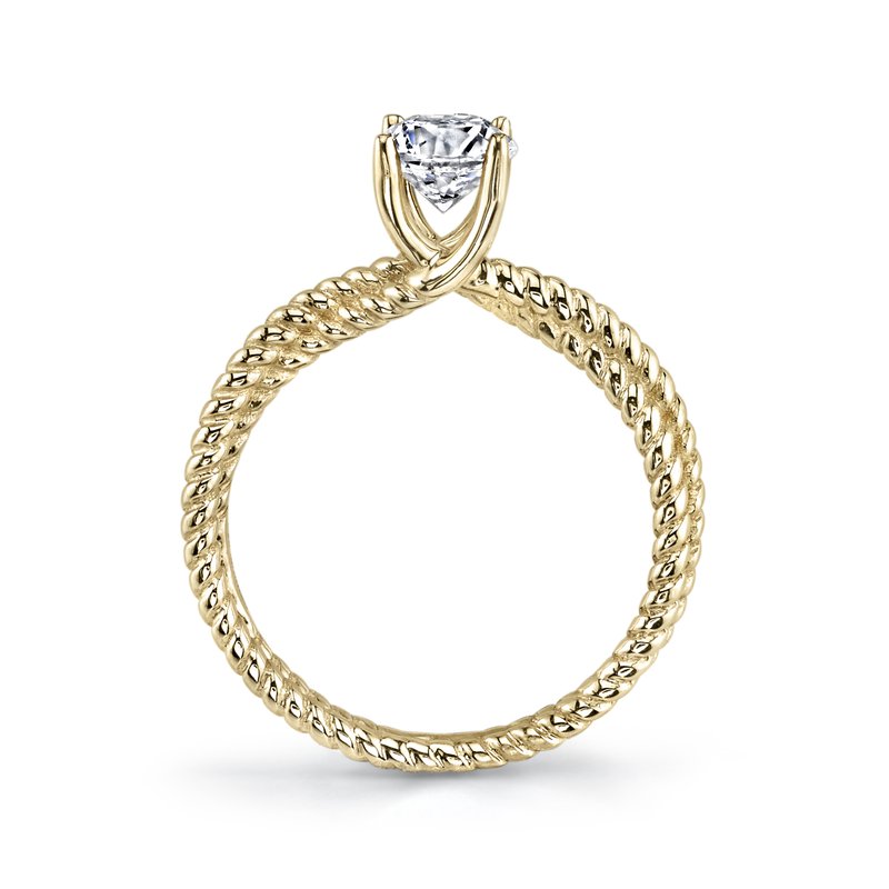 14k Yellow Gold Twist Band Style Set With 1.50 CRT Round Brilliant Cut Diamond