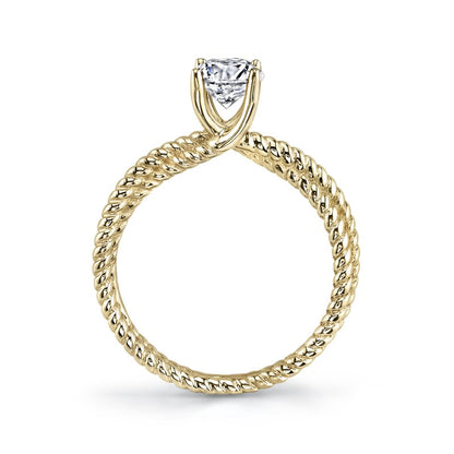 14k Yellow Gold Twist Band Style Set With 1.50 CRT Round Brilliant Cut Diamond