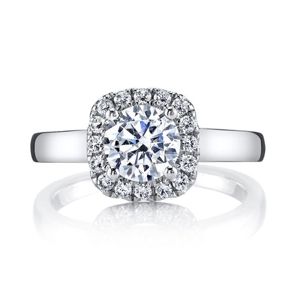 14k White Gold Engagement Ring Solitaire with Cushion Halo Set With 2.00 CRT Round Brilliant Cut Lab-Grown Diamond