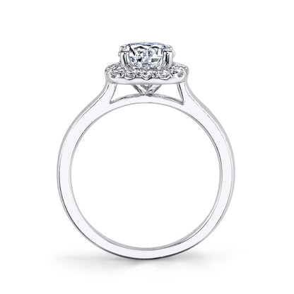 14k White Gold Engagement Ring Solitaire with Cushion Halo Set With 2.00 CRT Round Brilliant Cut Lab-Grown Diamond