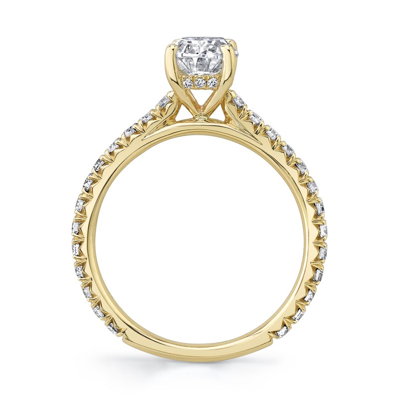 14k Yellow Gold Engagement Ring with Hidden Halo Set with 2.00 CRT Oval Cut Lab-Grown Diamond