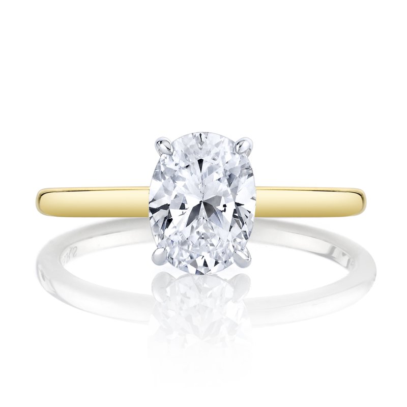 14k Yellow Gold Engagement Ring Solitaire With Hidden Halo Set With 2.5 CRT Oval Cut Lab-Grown Diamond