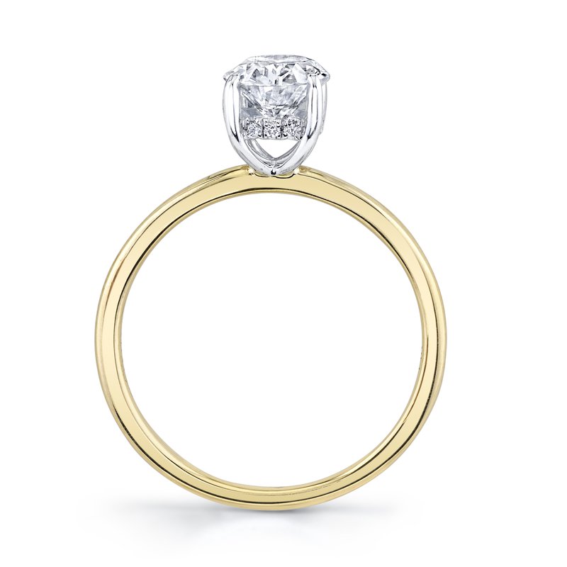 14k Yellow Gold Engagement Ring Solitaire With Hidden Halo Set With 2.5 CRT Oval Cut Lab-Grown Diamond