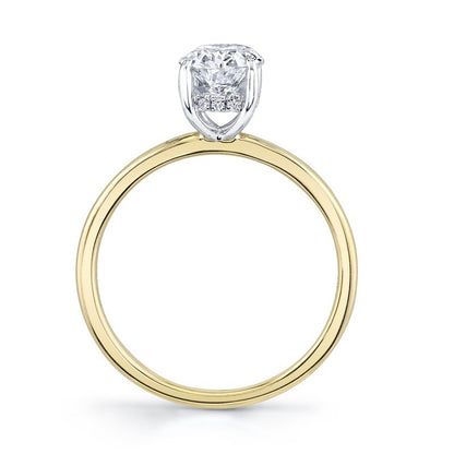 14k Yellow Gold Engagement Ring Solitaire With Hidden Halo Set With 2.5 CRT Oval Cut Lab-Grown Diamond