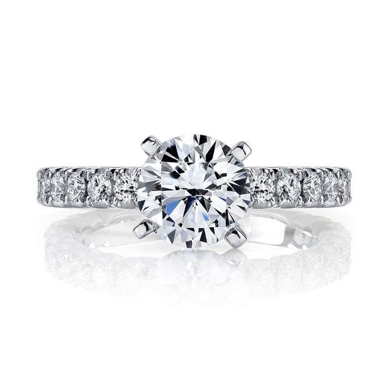 14k White Gold Engagement Ring Set With 3.00 CRT Round Brilliant Cut Lab-Grown Diamond