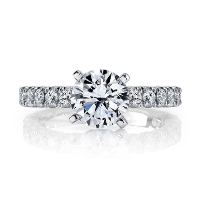 14k White Gold Engagement Ring Set With 3.00 CRT Round Brilliant Cut Lab-Grown Diamond