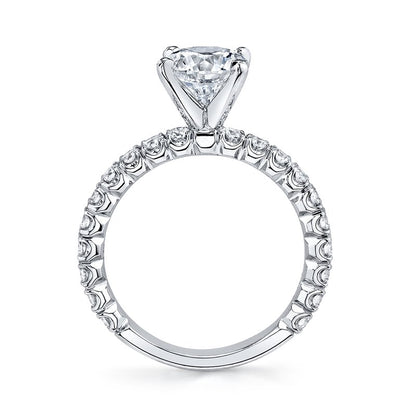 14k White Gold Engagement Ring Set With 3.00 CRT Round Brilliant Cut Lab-Grown Diamond