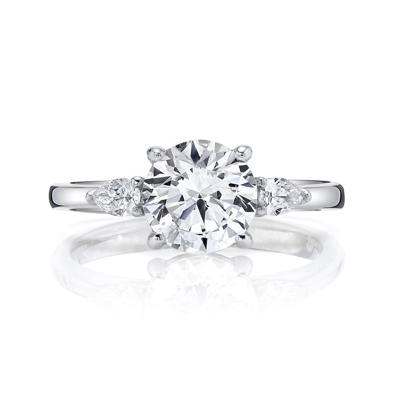 14k White Gold Engagement Ring Set with a 2.50 CRT Round Brilliant Cut Lab-Grown Diamond